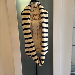 J. Crew Black and Cream Striped Scarf